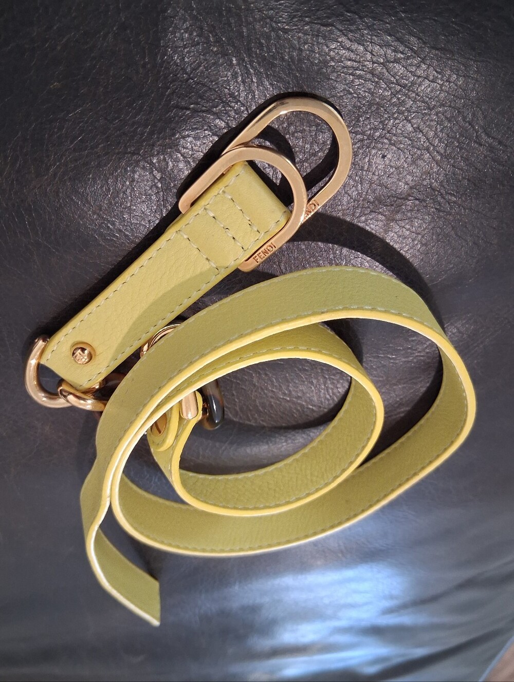 Fendi Lemon Yellow Leather Belt with Gold Hardware